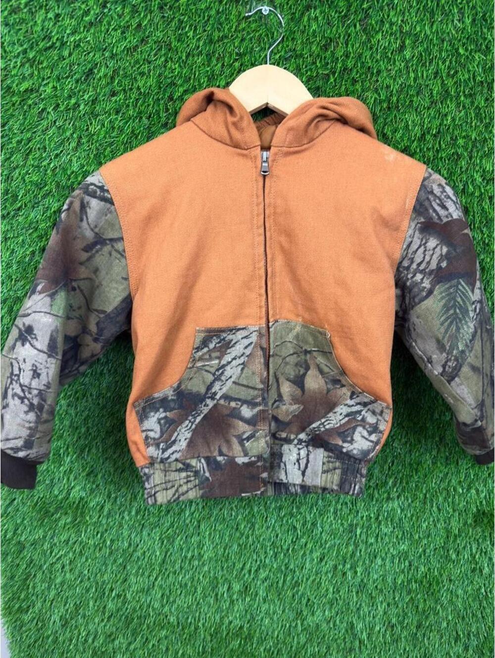 Vintage Outdoor Habitat Realtree Camo Duck Canvas Hooded Work Jacket